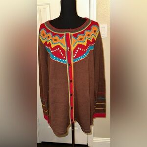 NWT Storybook Knits Women’s 1X Embellished Cardigan Sweater Beaded Button Front